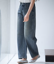 ヴィンテージ加工バレルレッグデニムsdp0287 ブルー