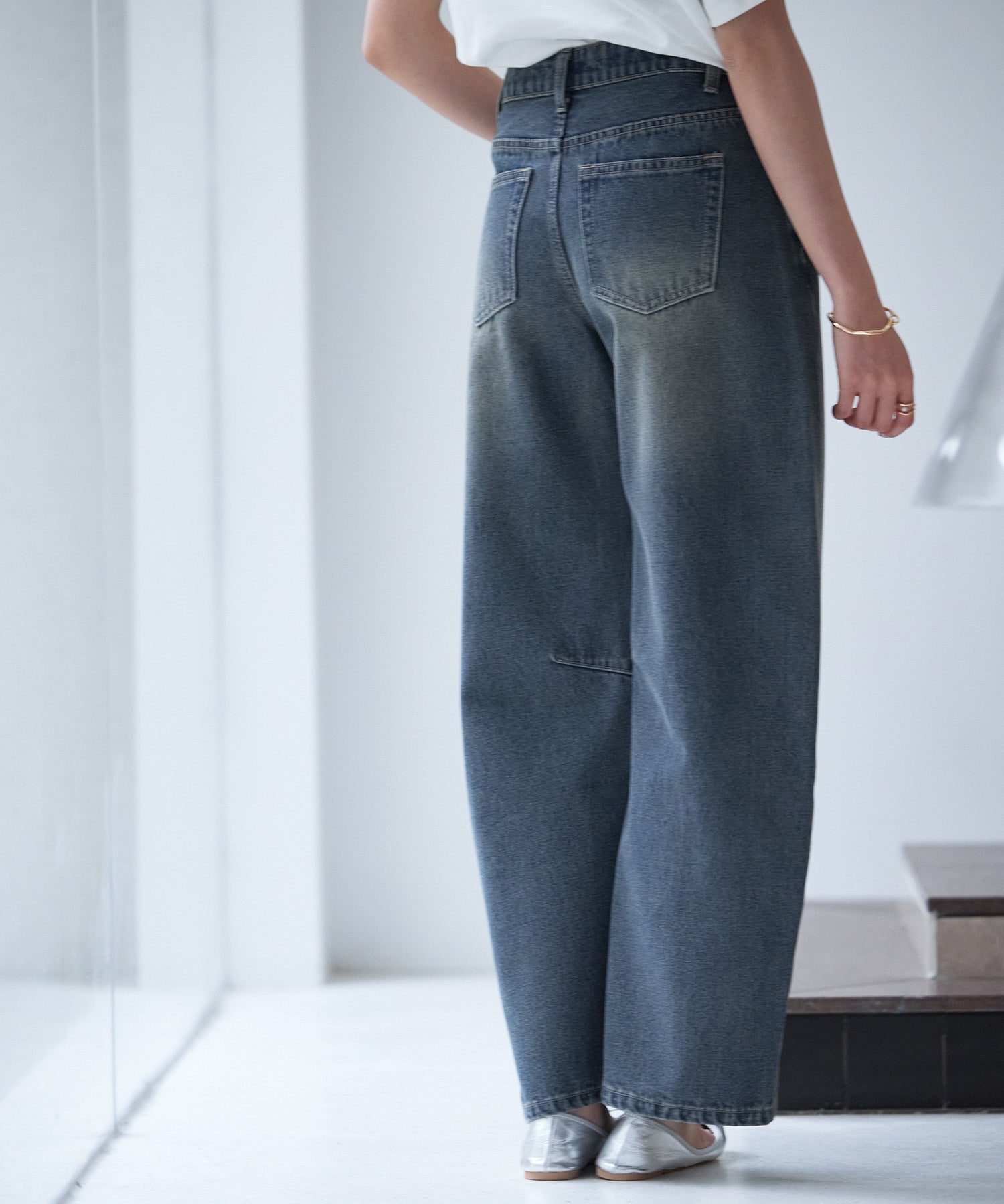 ヴィンテージ加工バレルレッグデニムsdp0287 ブルー