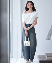 ヴィンテージ加工バレルレッグデニムsdp0287 ブルー