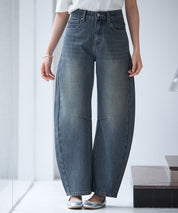 ヴィンテージ加工バレルレッグデニムsdp0287 ブルー