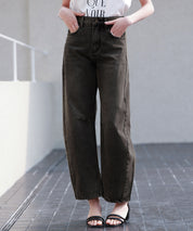 ヴィンテージ加工バレルレッグデニムsdp0287 ブラック