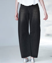 ヴィンテージ加工バレルレッグデニムsdp0287 ブラック