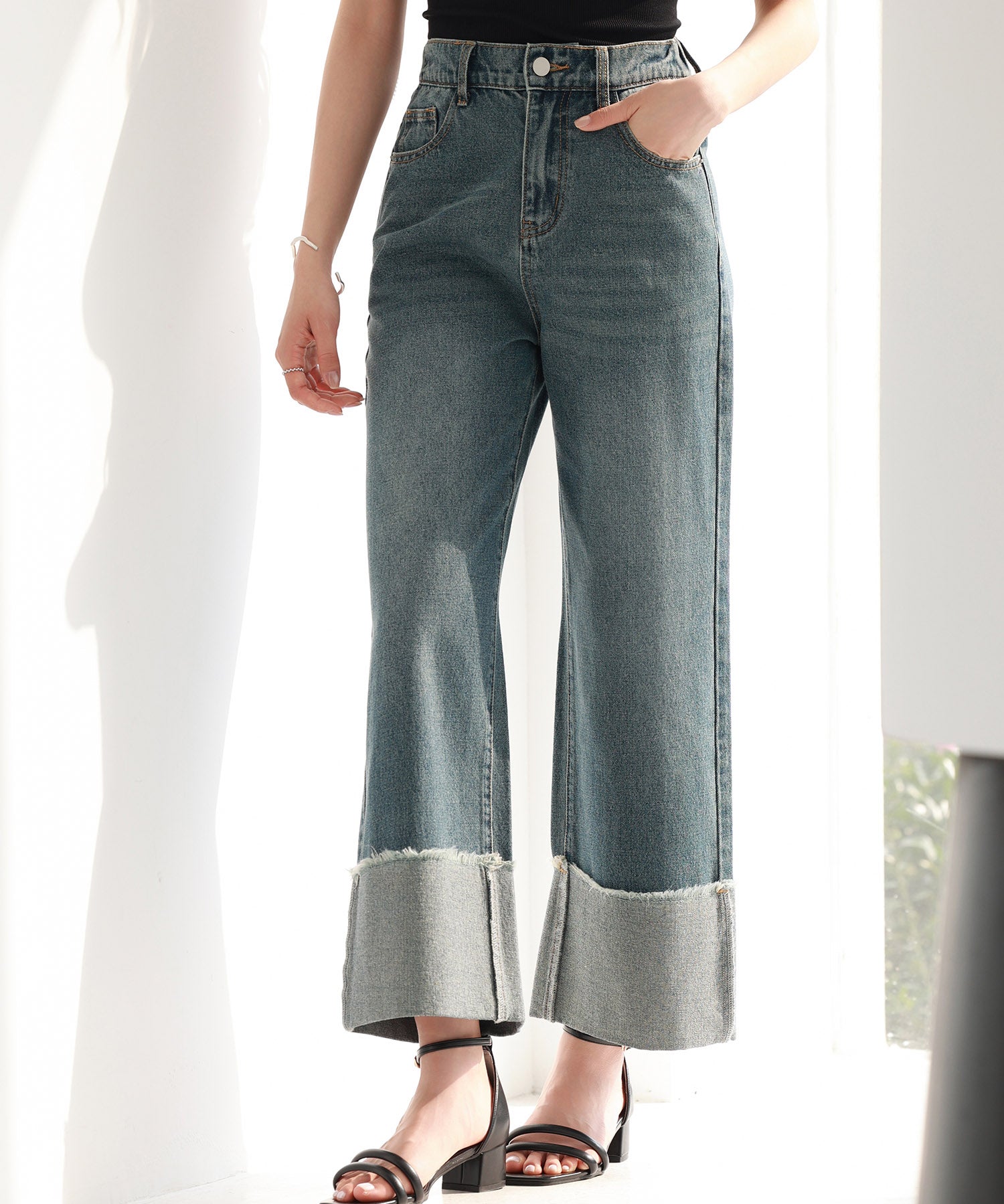 折り返しダメージハイライズデニムsdp0288-102-34