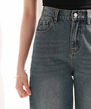 折り返しダメージハイライズデニムsdp0288 ブルー