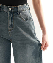 折り返しダメージハイライズデニムsdp0288 ブルー