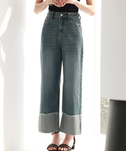 折り返しダメージハイライズデニムsdp0288 ブルー