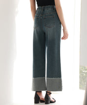 折り返しダメージハイライズデニムsdp0288 ブルー