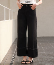 折り返しダメージハイライズデニムsdp0288 ブラック