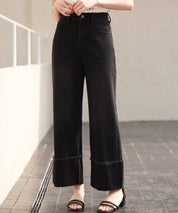 折り返しダメージハイライズデニムsdp0288 ブラック