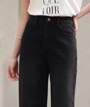 折り返しダメージハイライズデニムsdp0288 ブラック