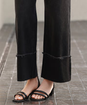 折り返しダメージハイライズデニムsdp0288 ブラック