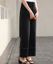 折り返しダメージハイライズデニムsdp0288 ブラック