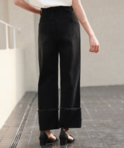 折り返しダメージハイライズデニムsdp0288 ブラック