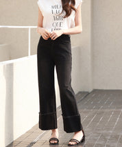 折り返しダメージハイライズデニムsdp0288 ブラック