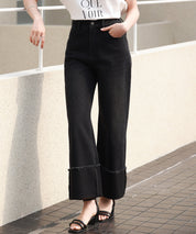 折り返しダメージハイライズデニムsdp0288 ブラック