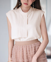 アシメトリーボウタイ風ブラウスsdp0289 ピンクベージュ