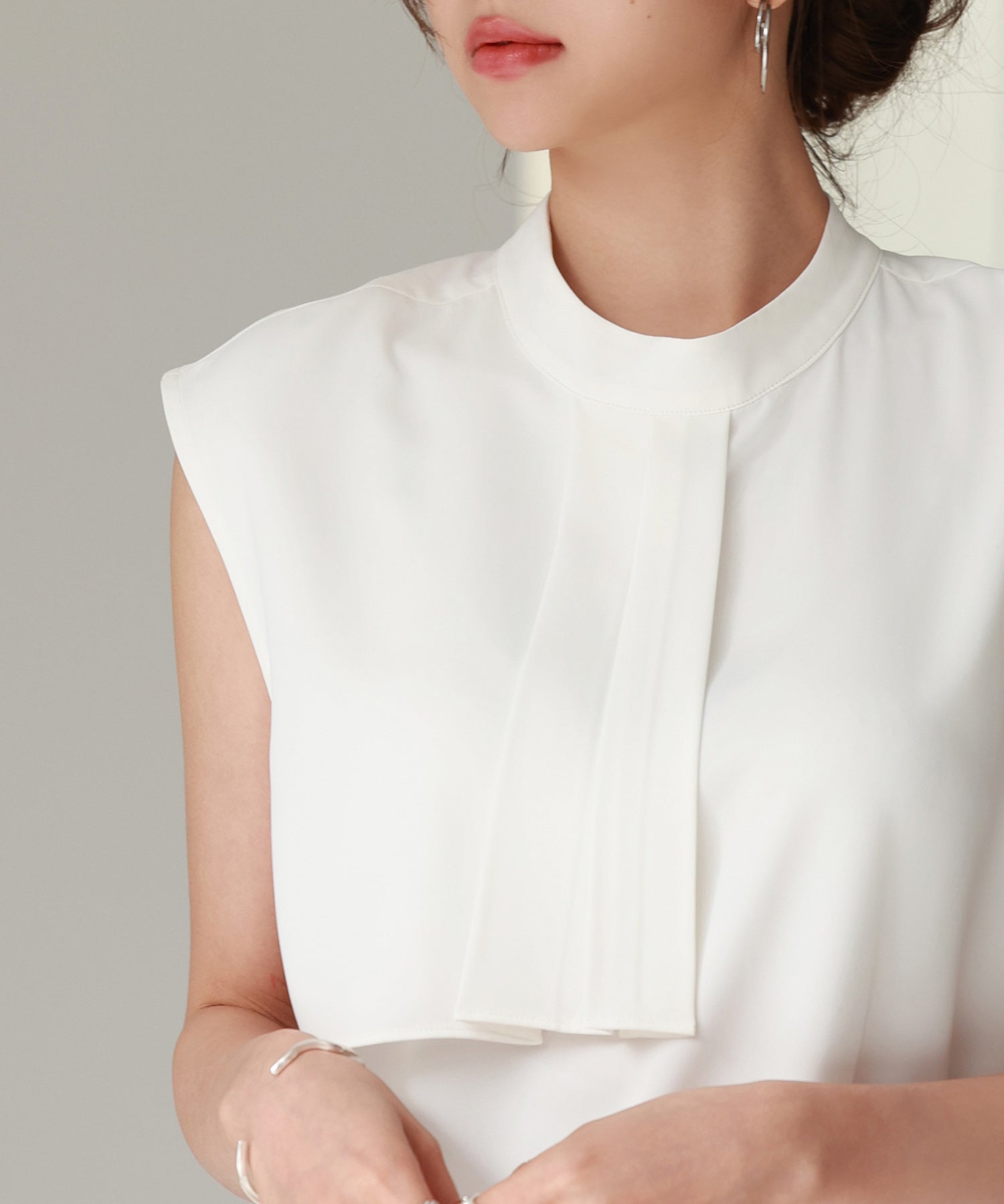 アシメトリーボウタイ風ブラウスsdp0289 ホワイト