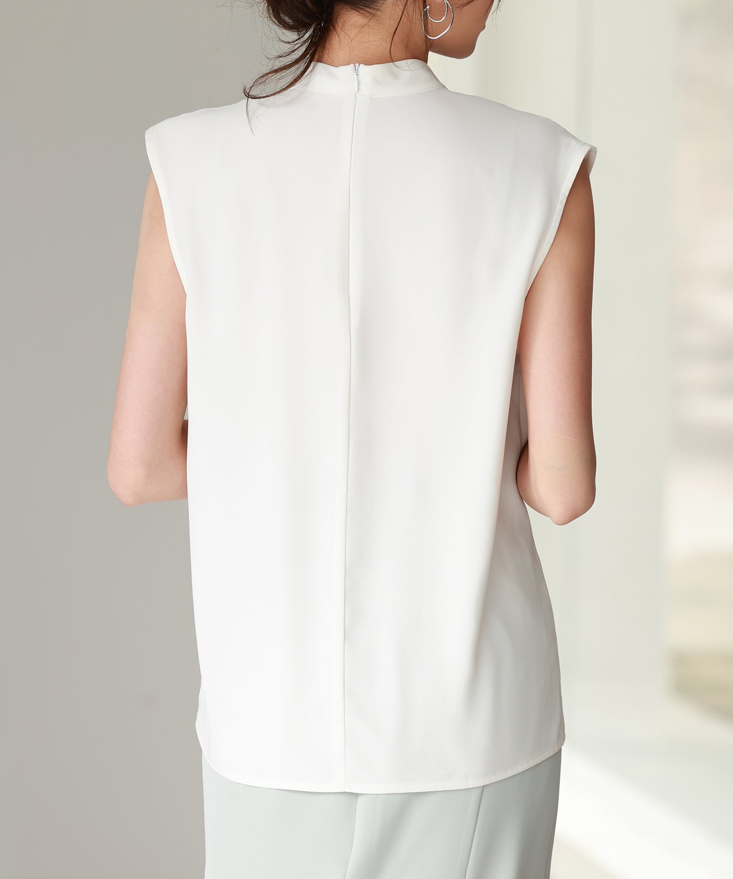 アシメトリーボウタイ風ブラウスsdp0289 ホワイト