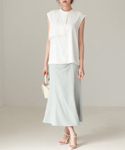 アシメトリーボウタイ風ブラウスsdp0289 ホワイト