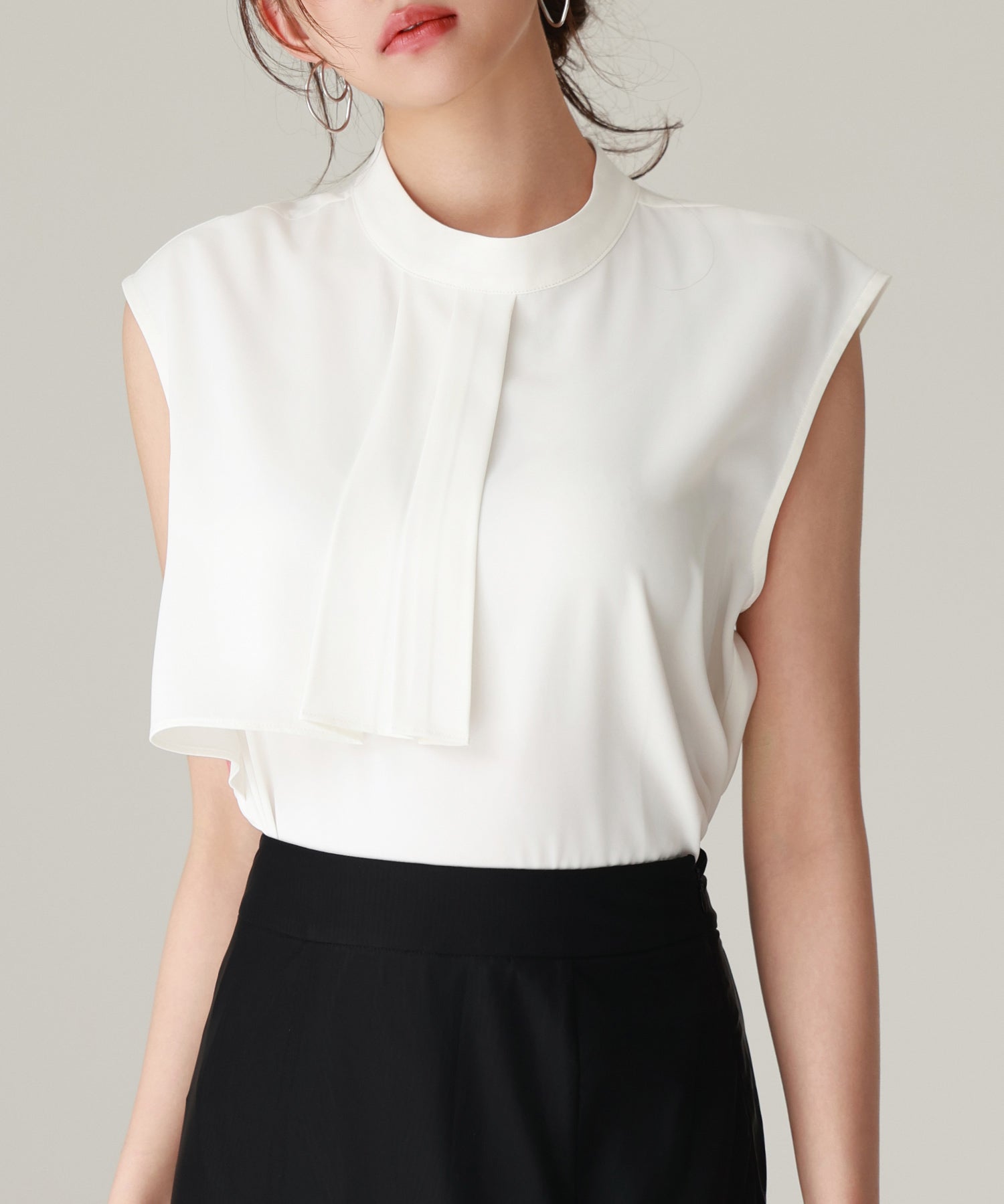 アシメトリーボウタイ風ブラウスsdp0289 ホワイト