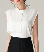 アシメトリーボウタイ風ブラウスsdp0289 ホワイト