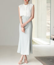 アシメトリーボウタイ風ブラウスsdp0289 ホワイト