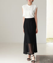 アシメトリーボウタイ風ブラウスsdp0289 ホワイト