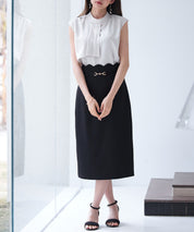 アシメトリーボウタイ風ブラウスsdp0289 ホワイト