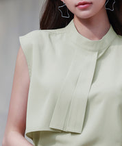 アシメトリーボウタイ風ブラウスsdp0289 ライトグリーン