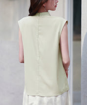 アシメトリーボウタイ風ブラウスsdp0289 ライトグリーン