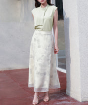 アシメトリーボウタイ風ブラウスsdp0289 ライトグリーン