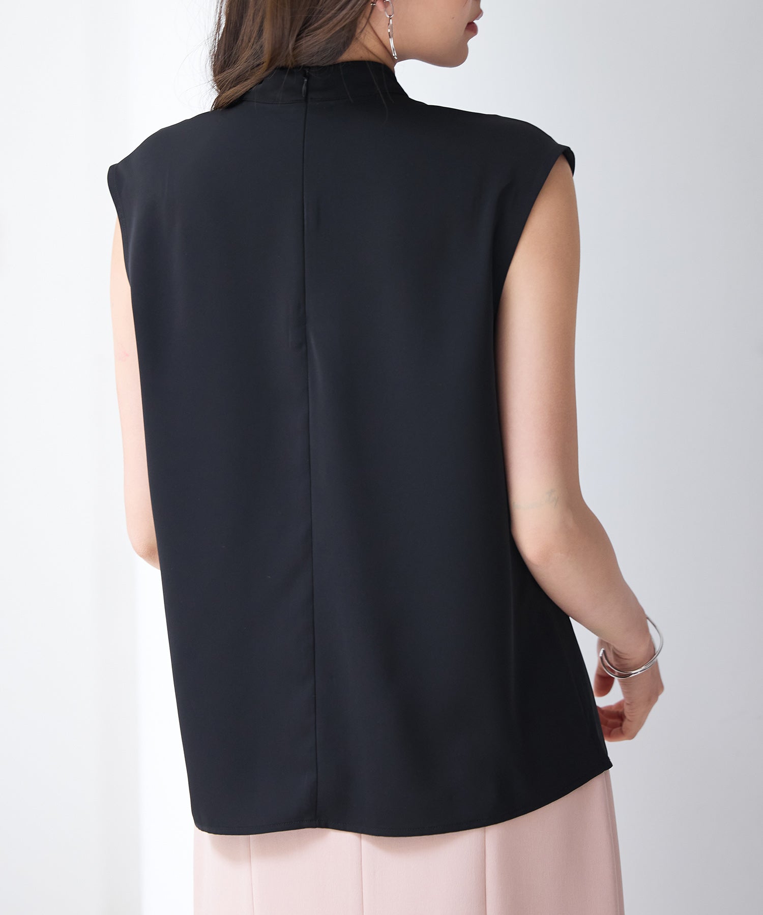 アシメトリーボウタイ風ブラウスsdp0289 ブラック