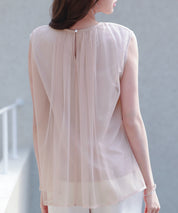 チュール素材ノースリーブブラウスsdp0290 ピンク