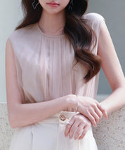 チュール素材ノースリーブブラウスsdp0290 ピンク