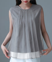 チュール素材ノースリーブブラウスsdp0290-102-365