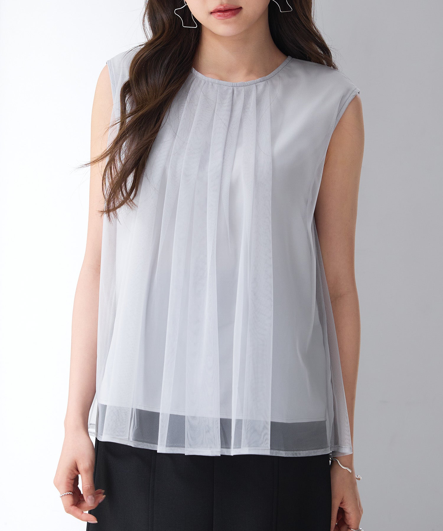 チュール素材ノースリーブブラウスsdp0290-102-3