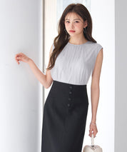 チュール素材ノースリーブブラウスsdp0290 ライトグレー