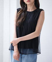 チュール素材ノースリーブブラウスsdp0290-102-8