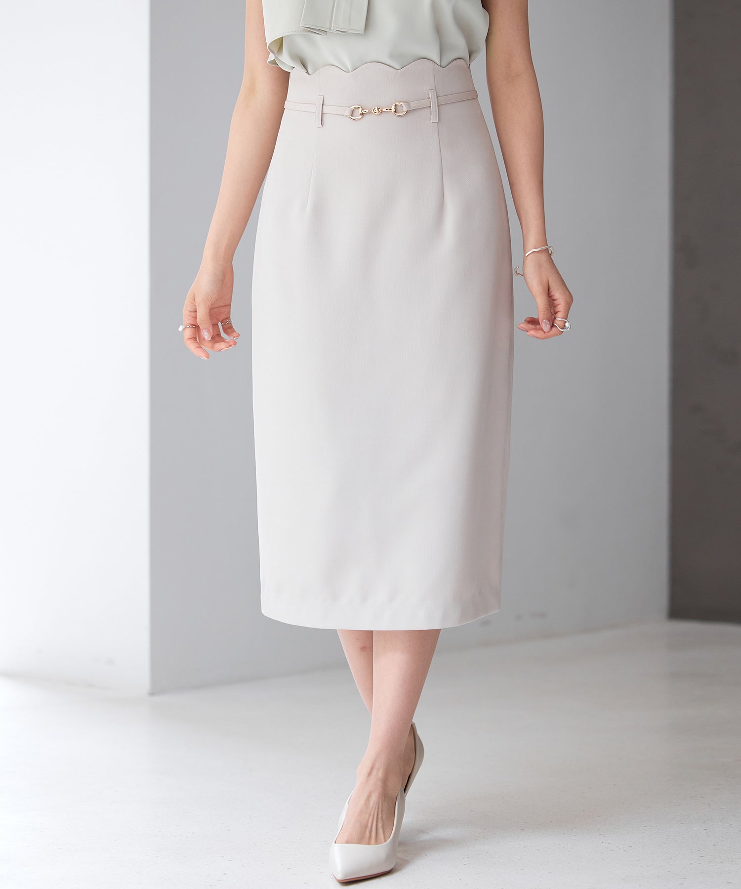 スカラップハイウエストスカートsdp0291 ベージュ – [公式]SAISON DE