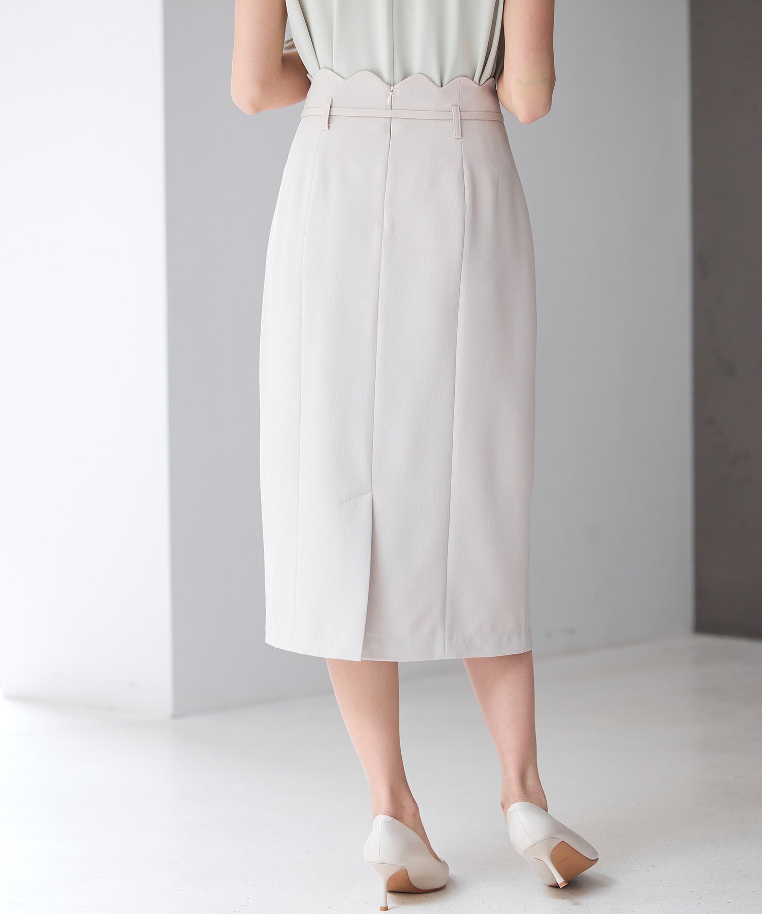 スカラップハイウエストスカートsdp0291 ベージュ