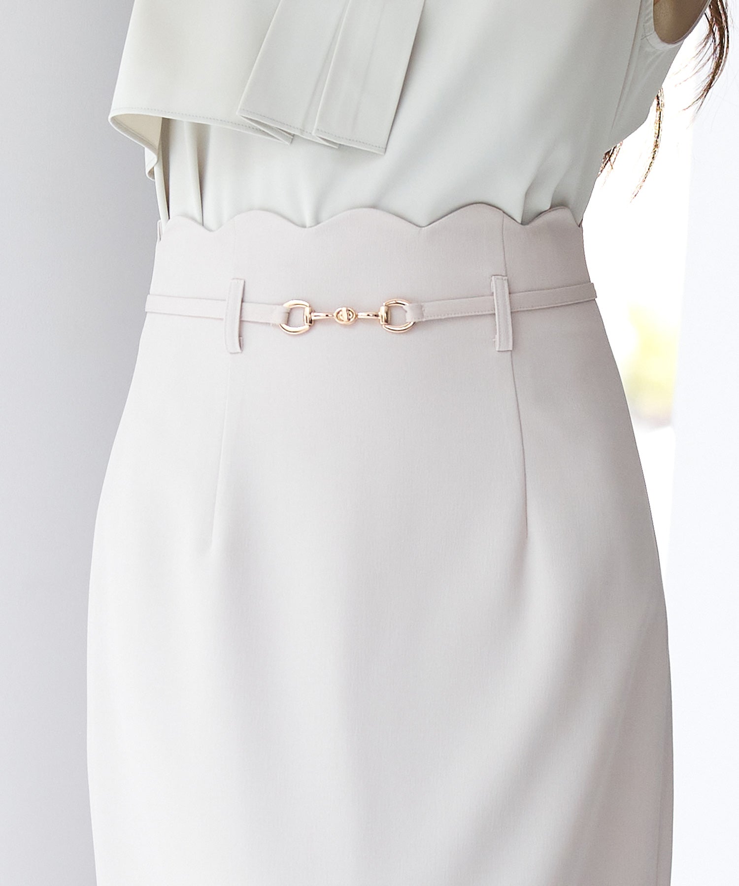 スカラップハイウエストスカートsdp0291 ベージュ