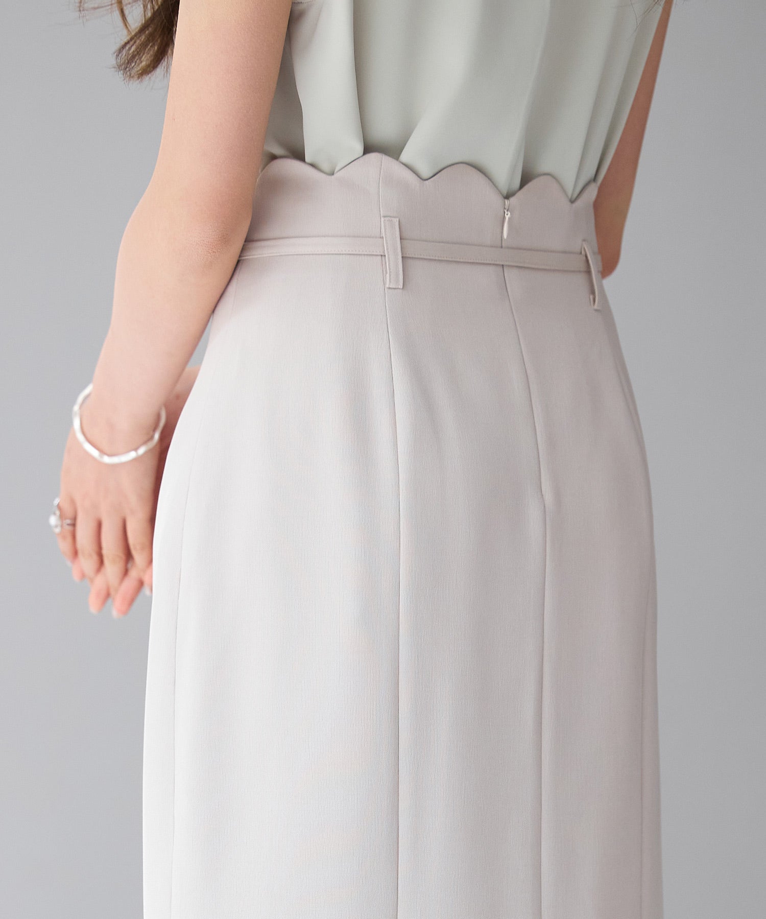 スカラップハイウエストスカートsdp0291 ベージュ