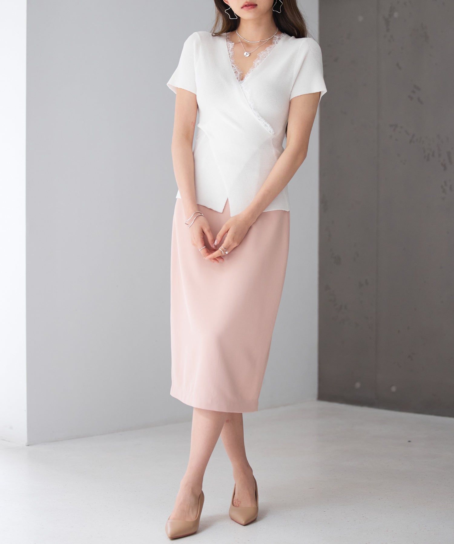 スカラップハイウエストスカートsdp0291 ピンク