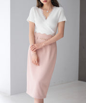 スカラップハイウエストスカートsdp0291 ピンク