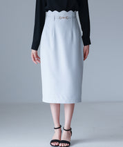 スカラップハイウエストスカートsdp0291 ブルーグレー