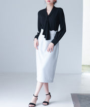 スカラップハイウエストスカートsdp0291 ブルーグレー