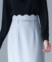 スカラップハイウエストスカートsdp0291 ブルーグレー