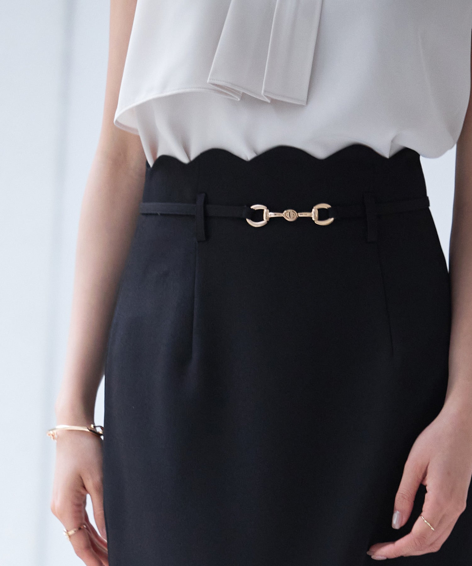 スカラップハイウエストスカートsdp0291 ブラック