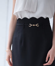 スカラップハイウエストスカートsdp0291 ブラック