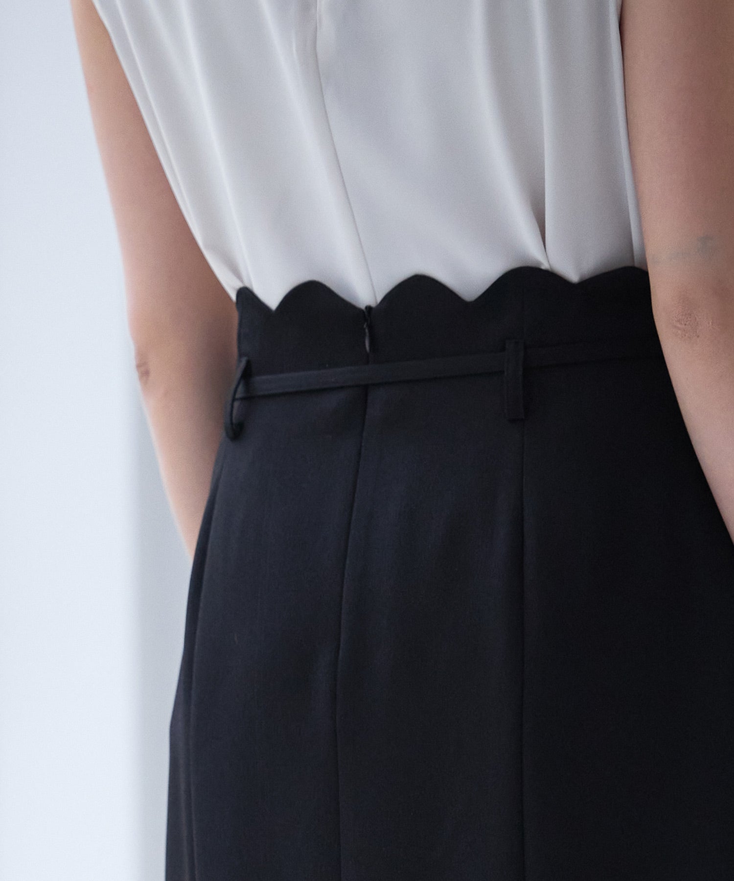 スカラップハイウエストスカートsdp0291 ブラック